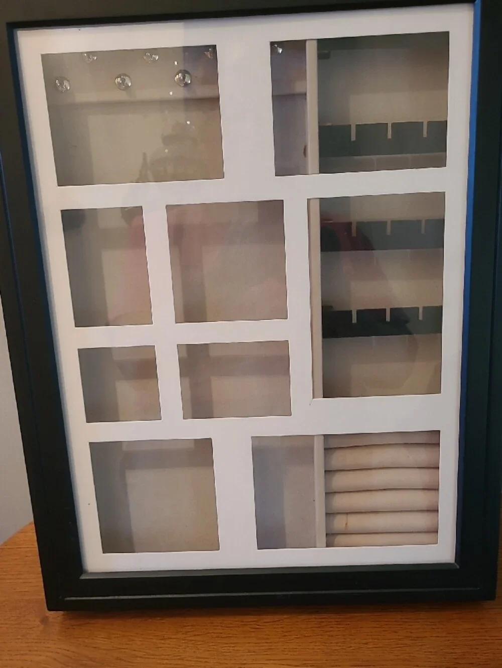 Black Jewelry Organizer Display Case with Cream Inserts